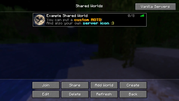 Shared Worlds Multiplayer Screen