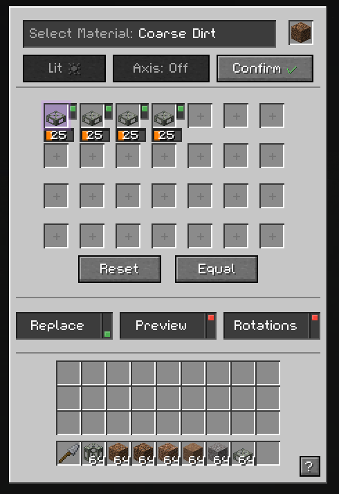 Palette GUI showing CREATE/COPYCATS+ COMPAT