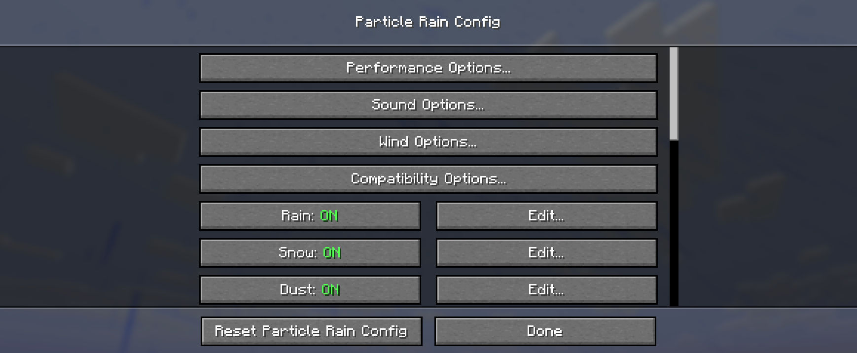 config menu