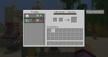 The Play Checkers button on any villager's trade screen