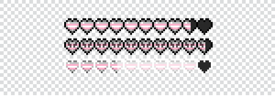 Banner showing the modified Hearts (Blinking, Half, Hardcore, etc).