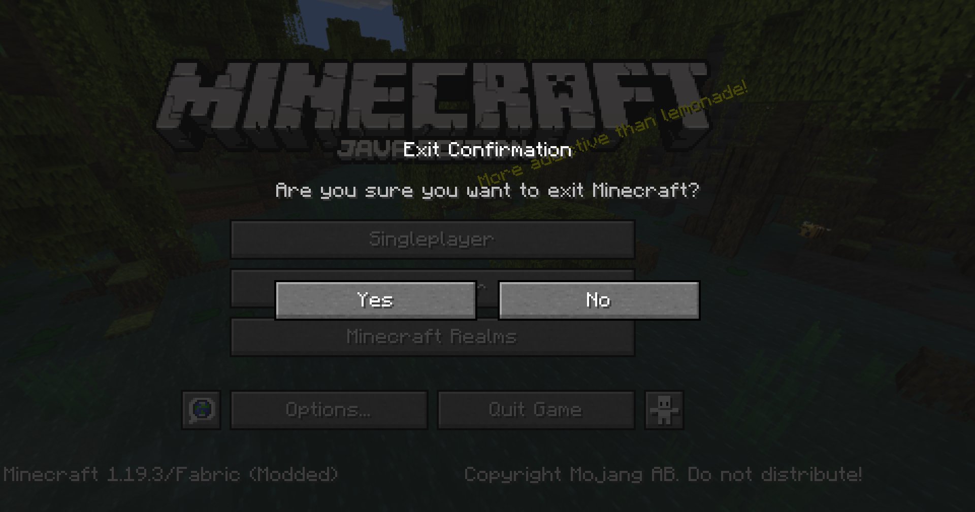 The exit confirmation screen at the title screen.
