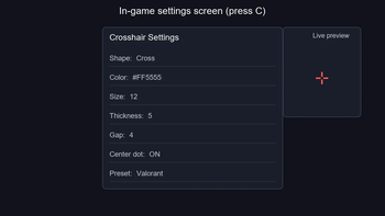 In-game settings screen