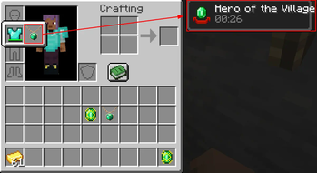 Hero Necklace Equipped --> Hero of the Village effect.