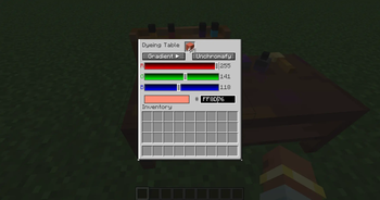 Dyeing table interface