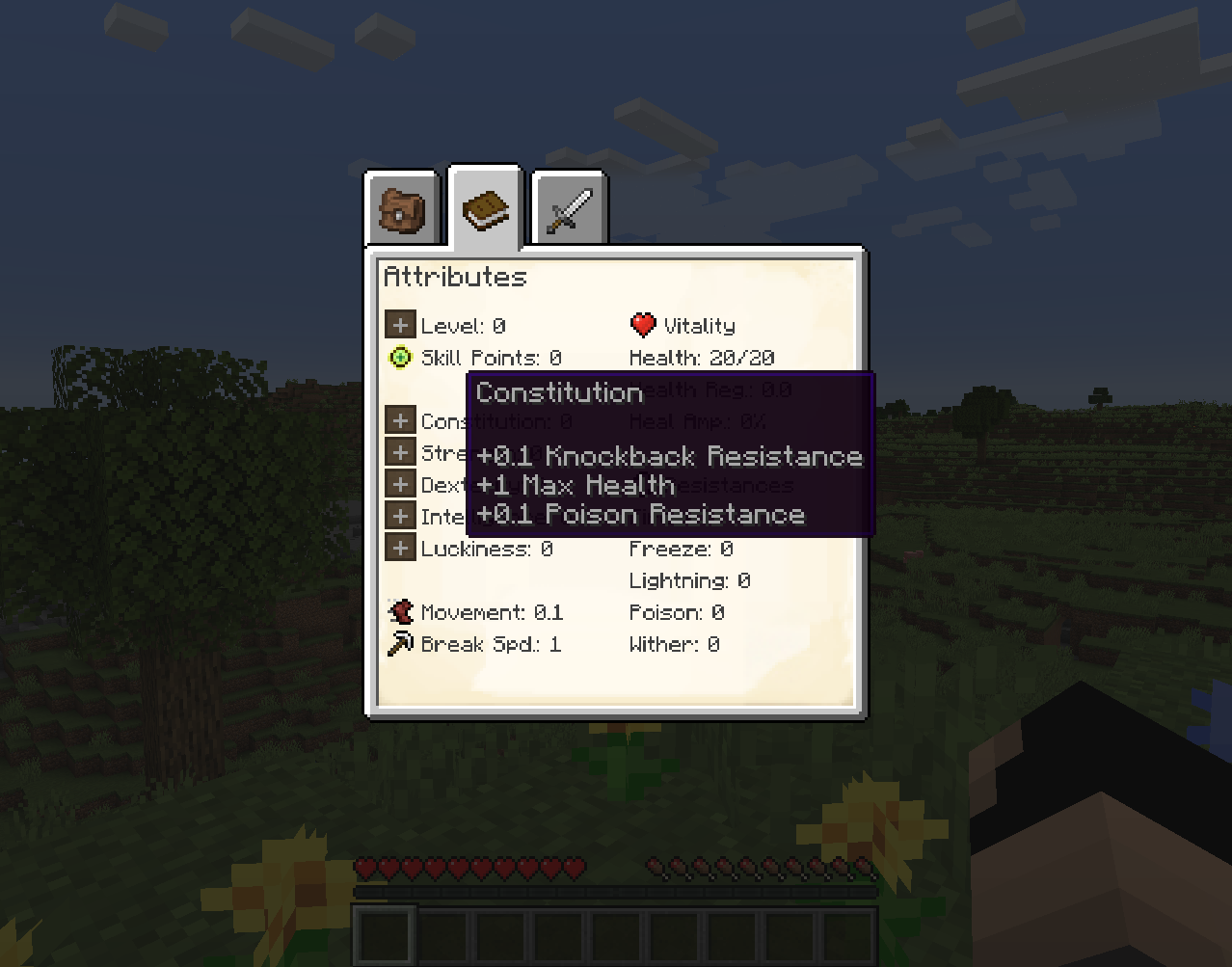 GitHub - CleverNucleus/playerex: Adds RPG attributes to Minecraft
