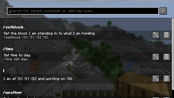 Saved Commands screen