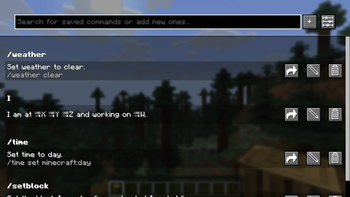 Saved Commands screen
