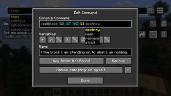 Edit command screen
