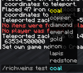 Testing Rich Veins Commands