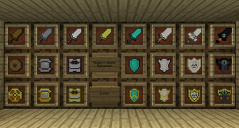 All swords and shields added in the 1.12 version of the mod.