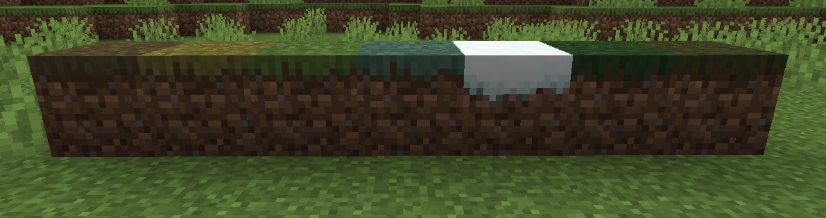 View of the grass blocks added by the mod