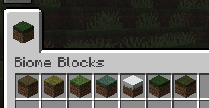 Inventory view of the grass blocks