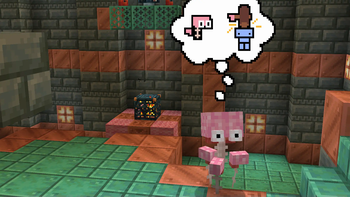 A Brains imagining itself winning against a player. There is a brains trial spawner in the background.