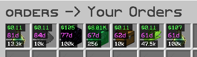 displays total order filled separately vs order space left