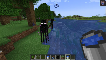 Endermen in water