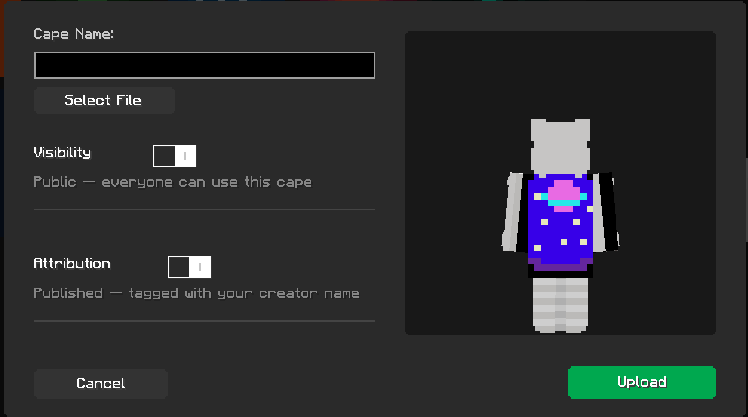 add cape menu