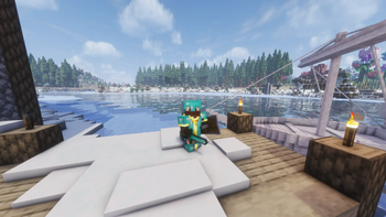 Player next to a ship that can be sailed!