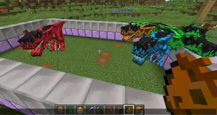 Ent Spawn egg, RedRoseWarrior spawn egg, StampyLongNose spawn egg, Dark Brown block, Allosaurus Spawn egg, and Orange block