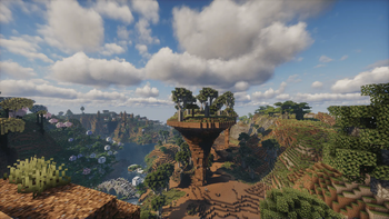 Valley with towering plateau