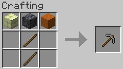 Crafting a stone pickaxe