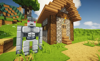 Iron golem in a village