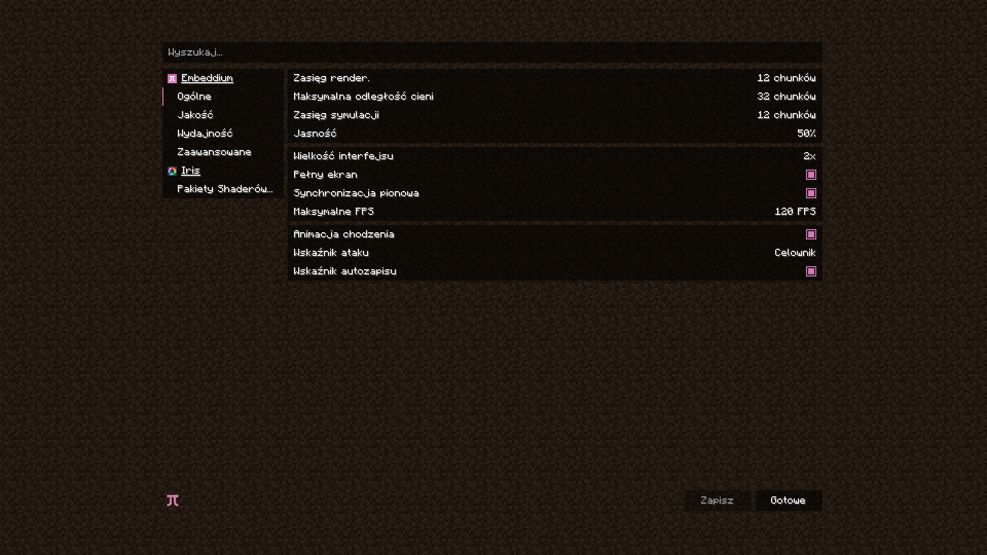Embeddium options