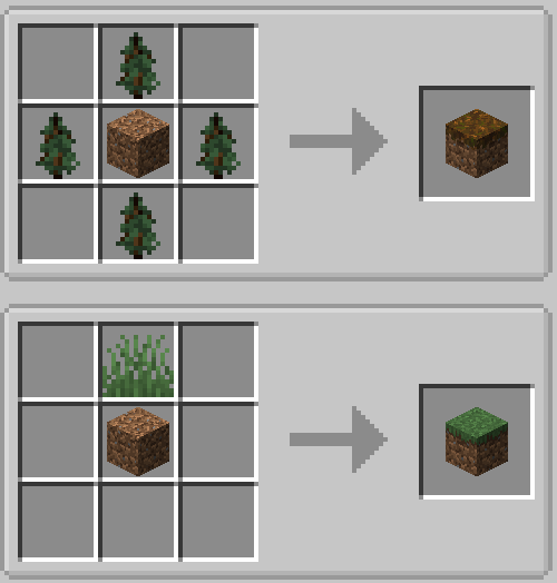 Podzol & Grass Block recipes