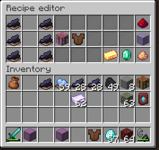 Crafting recipe editor