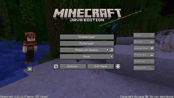 the main menu of the game