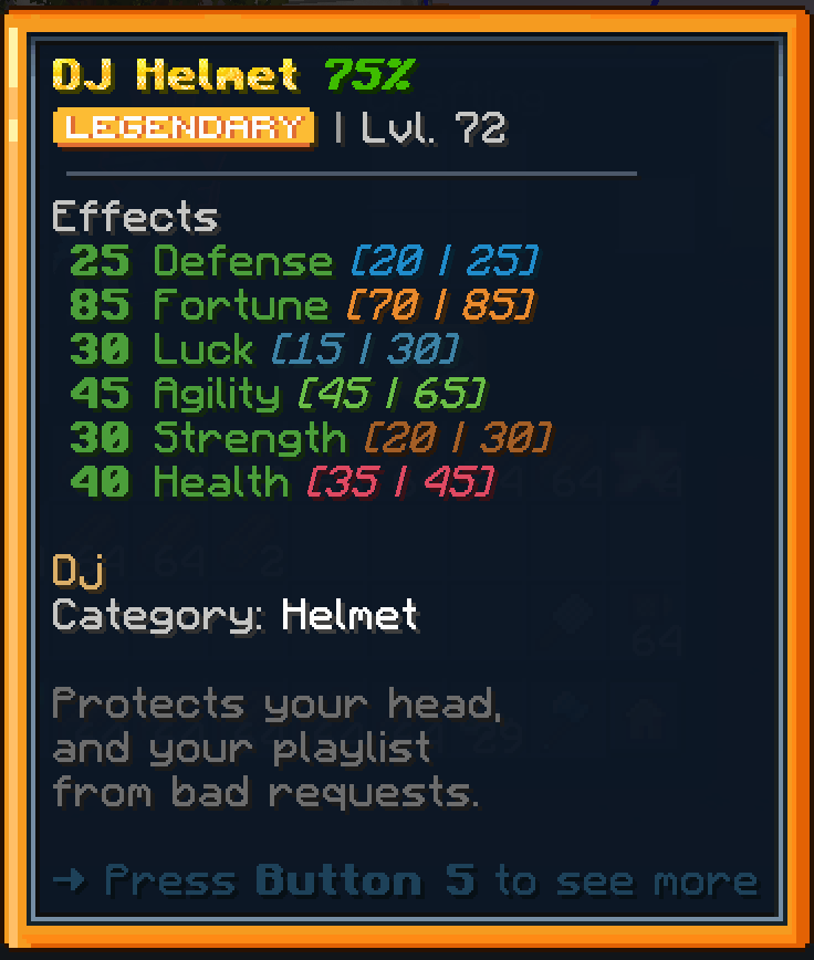 Stats range and item score