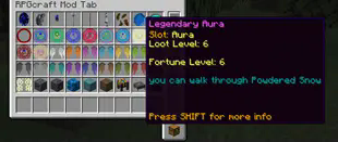 Some items, and the mod tab