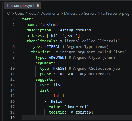 YAML for the Simple Command
