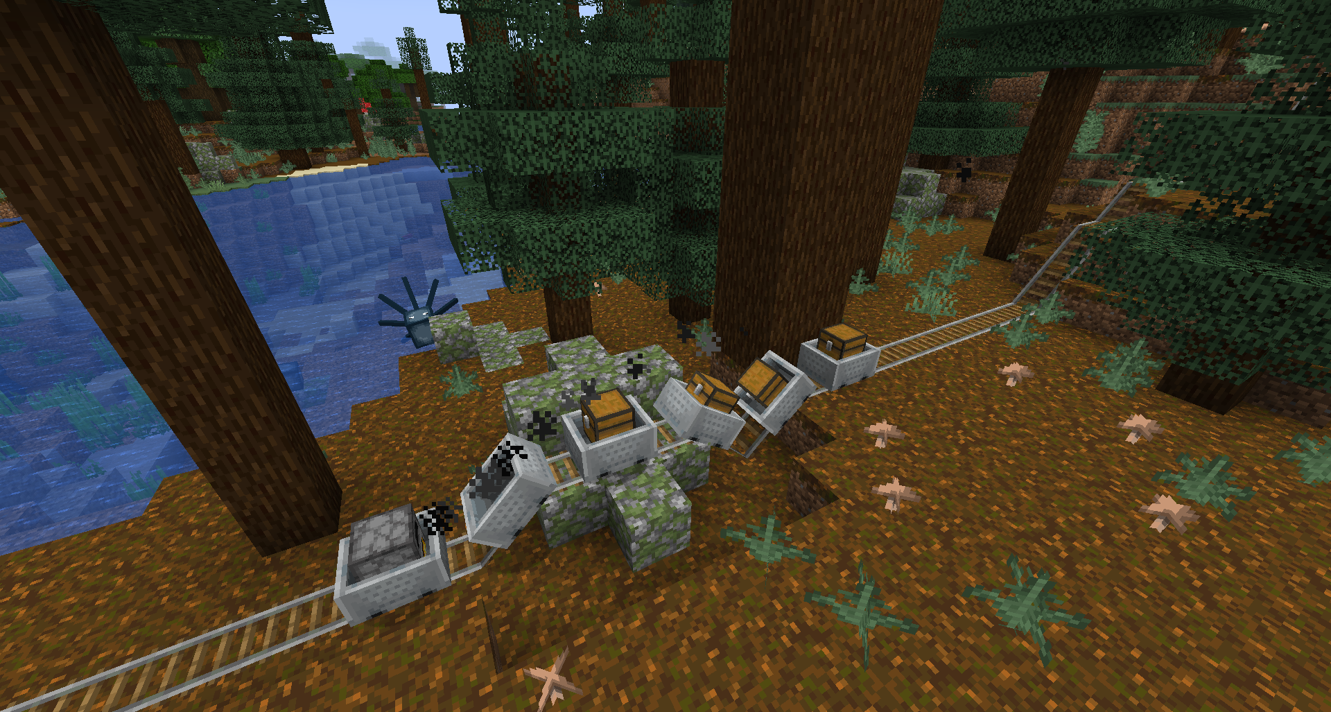Minecart Train going over bumps