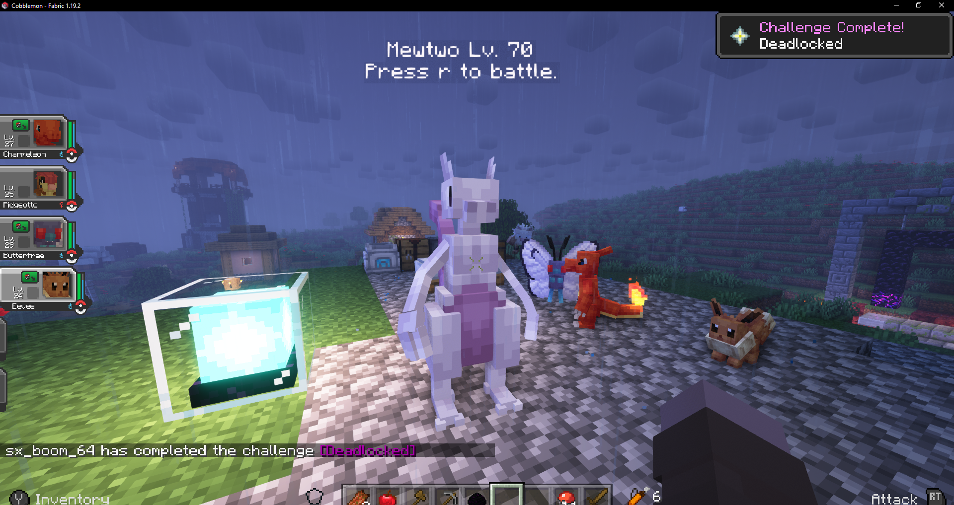 I spend the whole day catching a legendary Pokémon in MINECRAFT