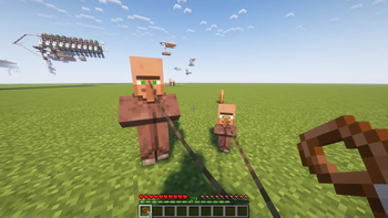 Villager and Baby Villager Tied to Player