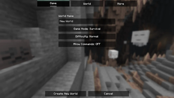 world creation menu