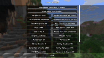 video settings menu