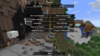 settings menu