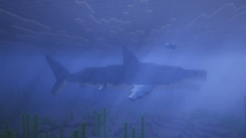 A massive Megalodon compared to a squid