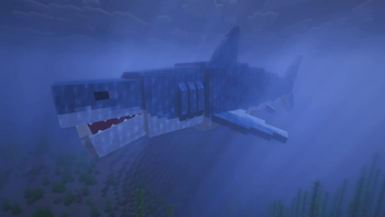 Megalodon swimming close up