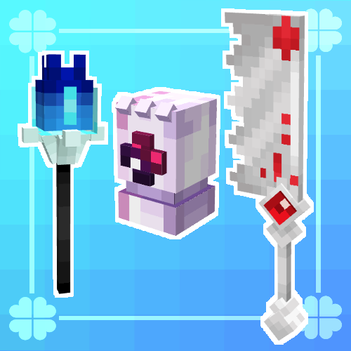 Shadow Milk Wand, Wildberry Gauntlet, Red Velvet Sword