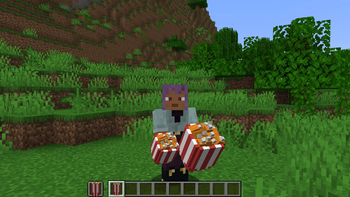 Fat and normal bucket in hand