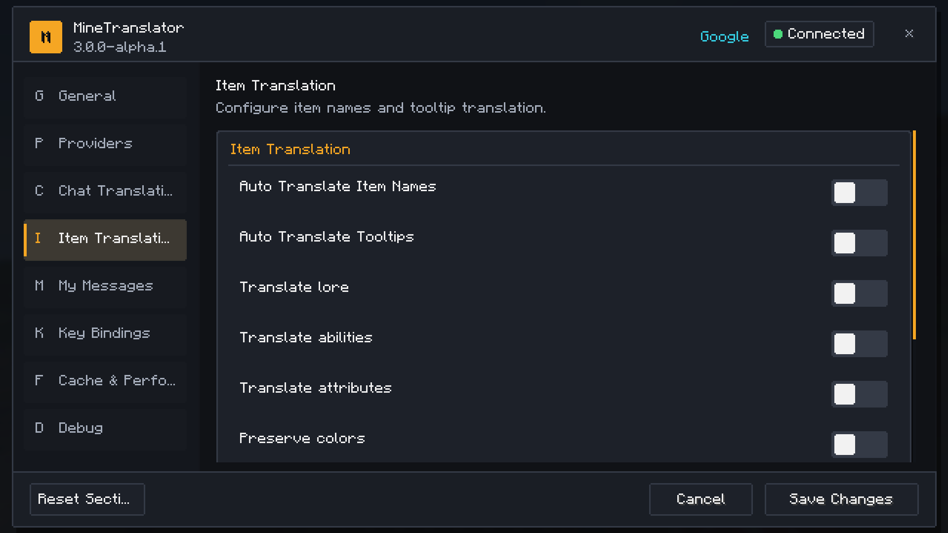Item translation