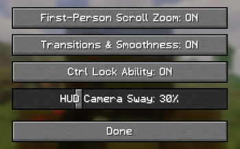 Settings menu (Click "K")
