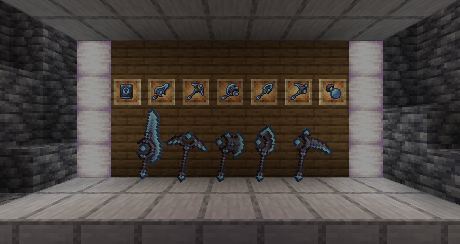 The Moonstone design and all of it's sprites, each tool is either exactly or above 20x20 in size.
