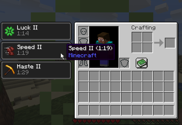 A preview of effect tooltips on the player inventory.