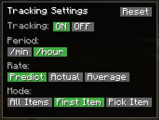 Settings panel