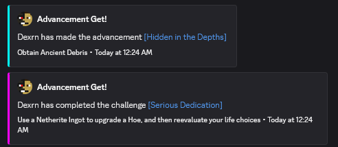 Advancement message