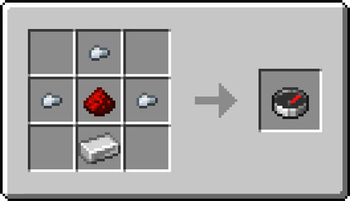 Recipe uses three iron nuggets, redstone dust and one iron ingot